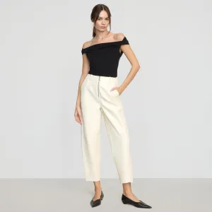 Rupa Vegan Leather Barrel-Leg Pant