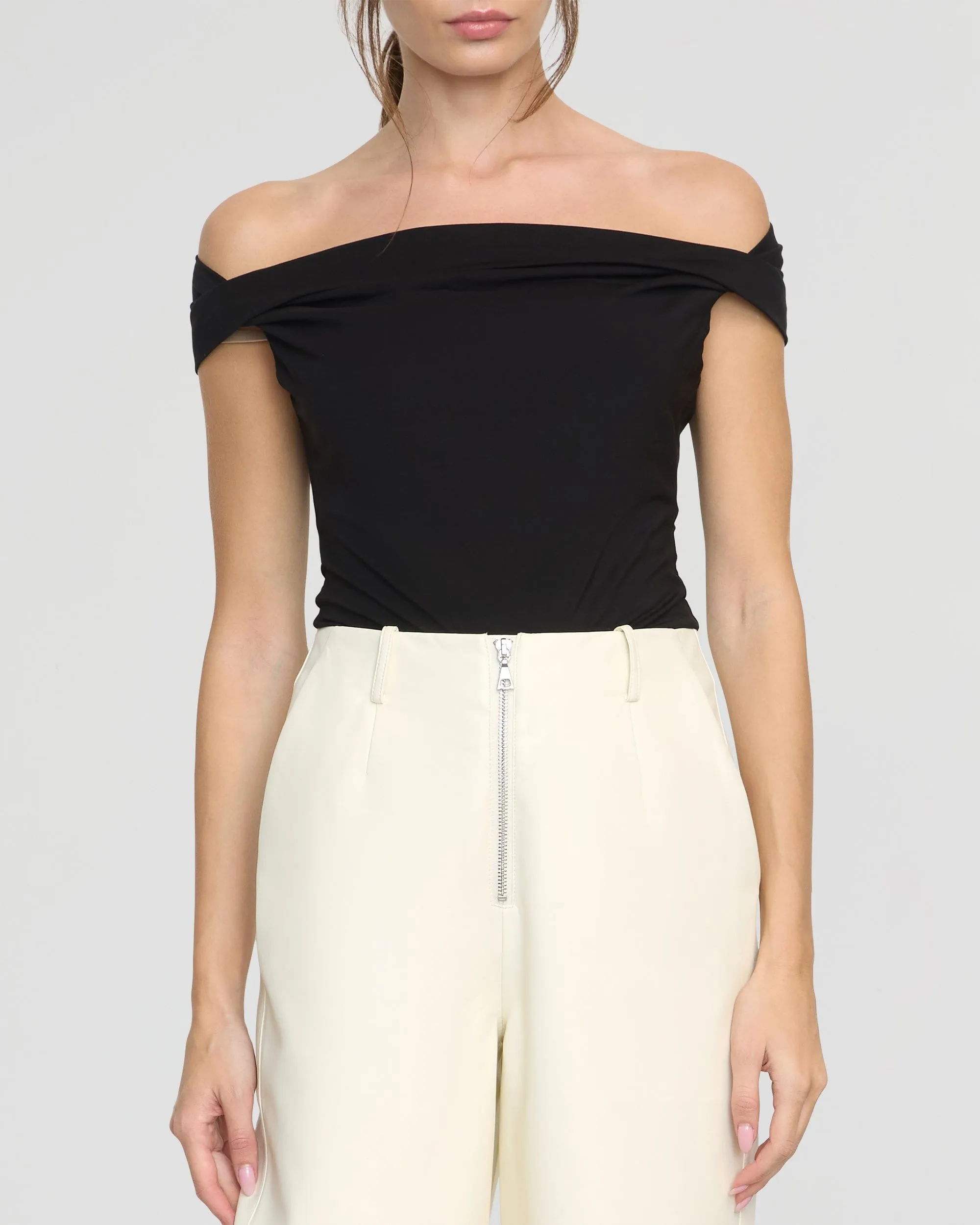 Rupa Vegan Leather Barrel-Leg Pant