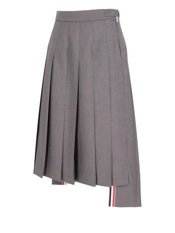 Rwb Tab Pleated Wool Skirt