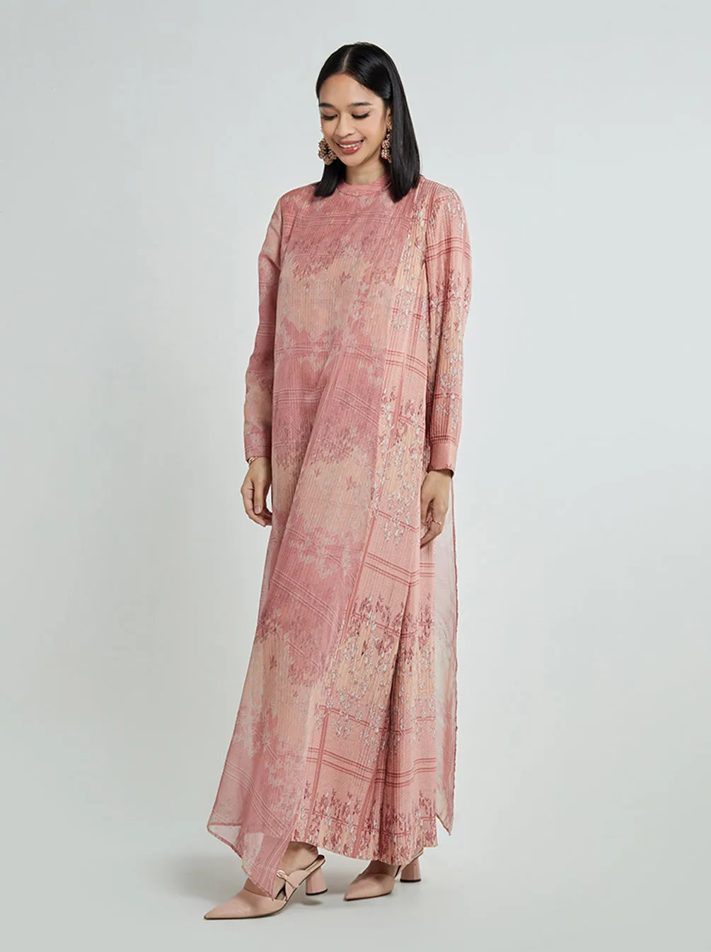 SAHIRA PLEATED DRESS SUNSET BLUSH