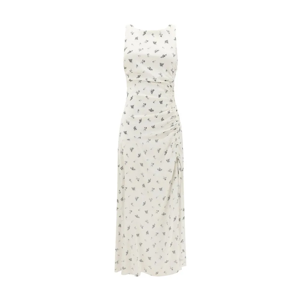 Satin floral long Dress