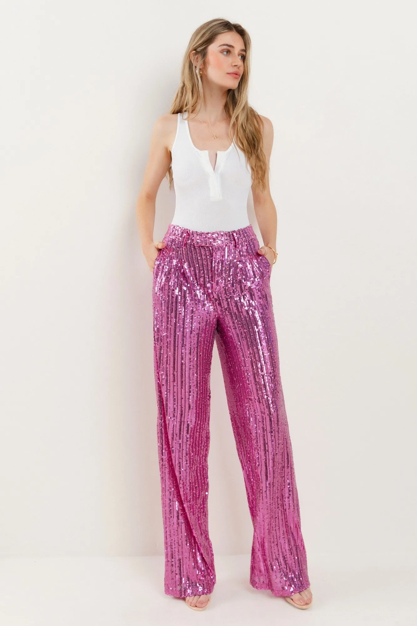 SEQUINS WIDE LEG PANTS - W2406PIA