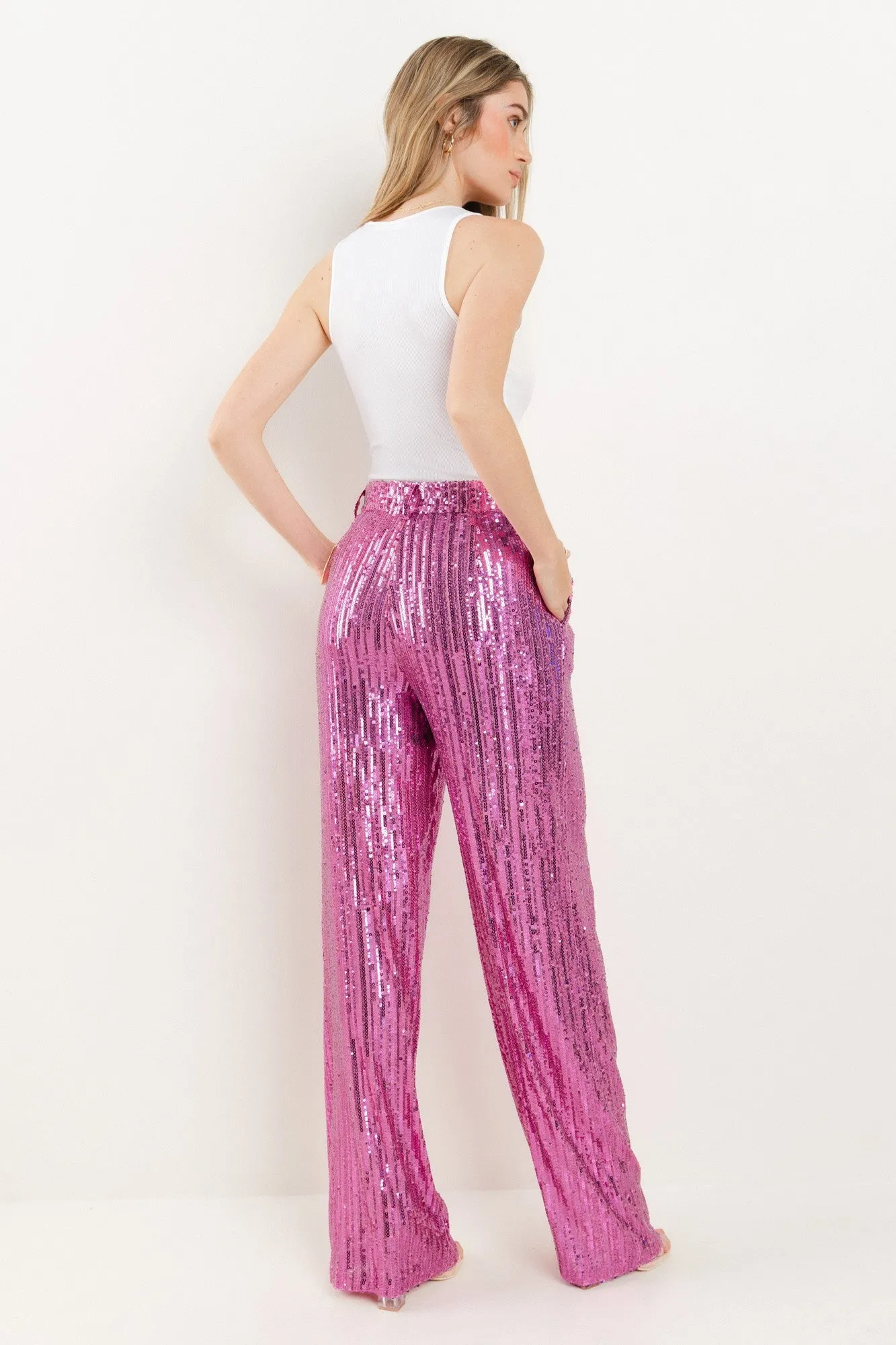 SEQUINS WIDE LEG PANTS - W2406PIA