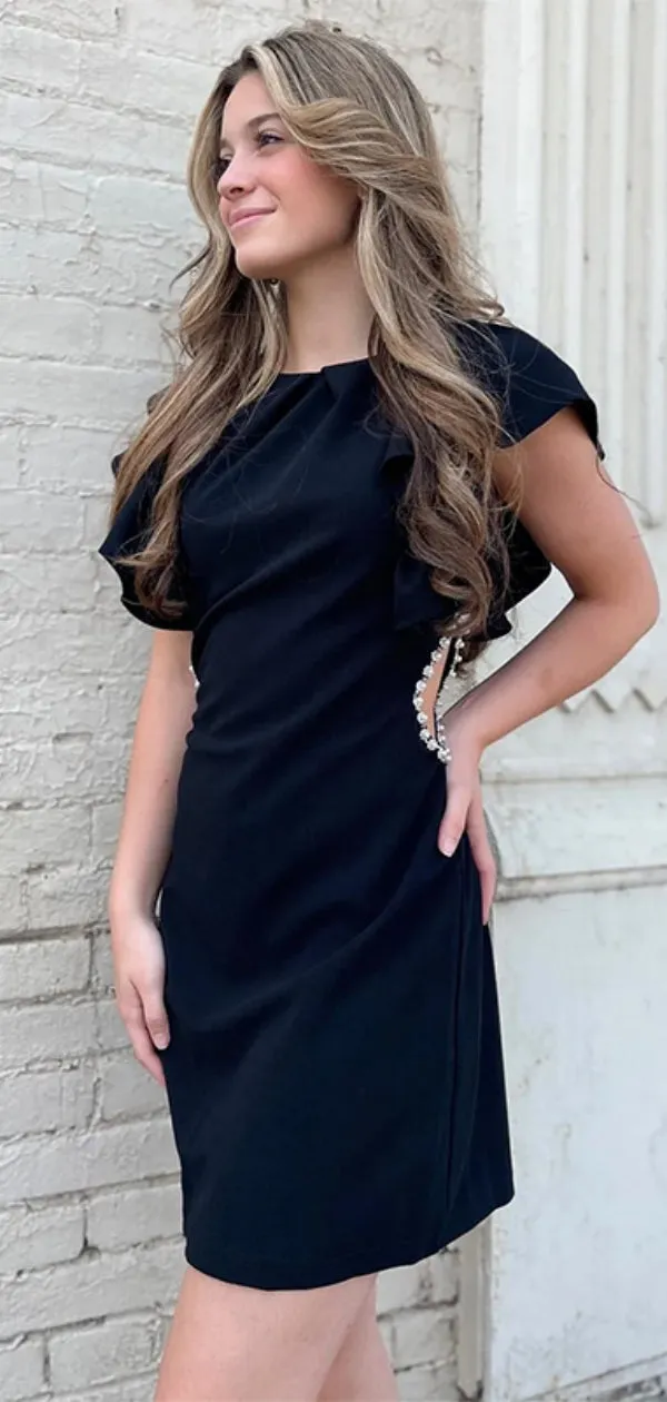 Sexy High Short Cap Sleeve Satin Black Mermaid Homecoming Dresses For Party Online, HD0973