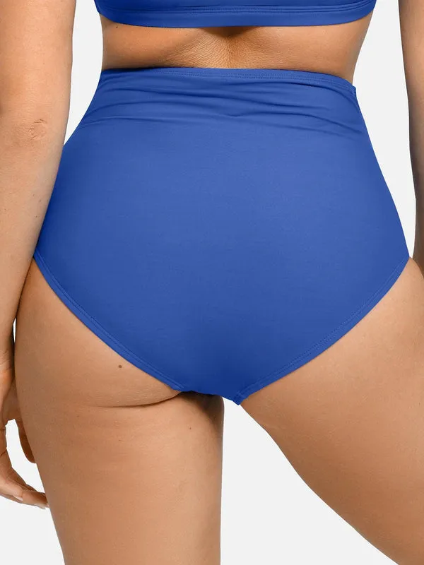 Shapewear Solid Ruched Sculpting Bikini Top and Bottom Set