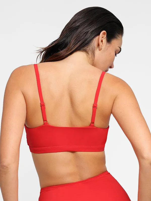 Shapewear Solid Ruched Sculpting Bikini Top and Bottom Set