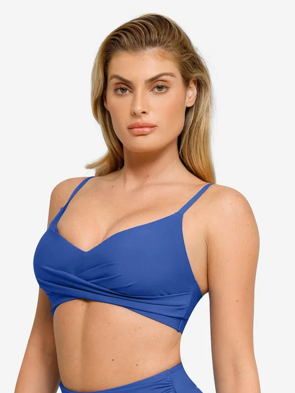 Shapewear Solid Ruched Sculpting Bikini Top and Bottom Set