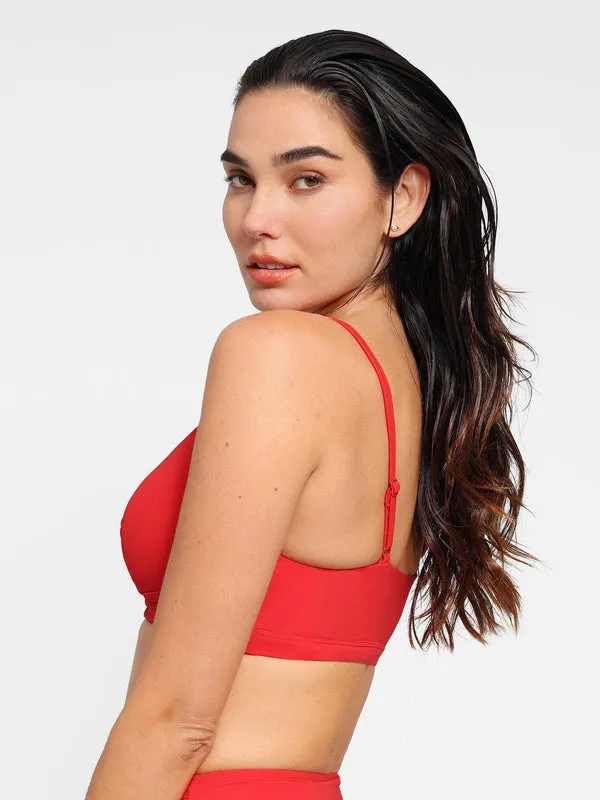 Shapewear Solid Ruched Sculpting Bikini Top and Bottom Set