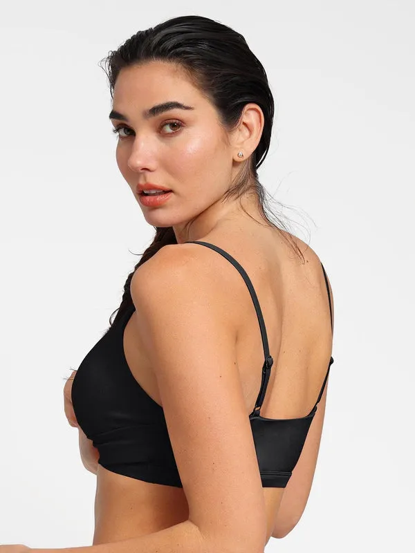Shapewear Solid Ruched Sculpting Bikini Top and Bottom Set