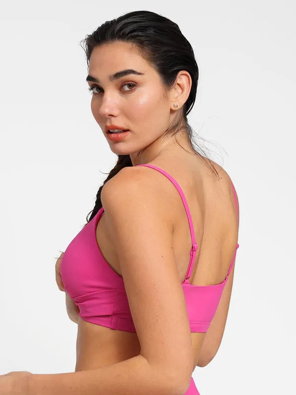 Shapewear Solid Ruched Sculpting Bikini Top and Bottom Set