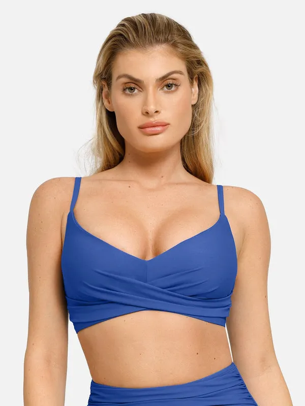 Shapewear Solid Ruched Sculpting Bikini Top and Bottom Set