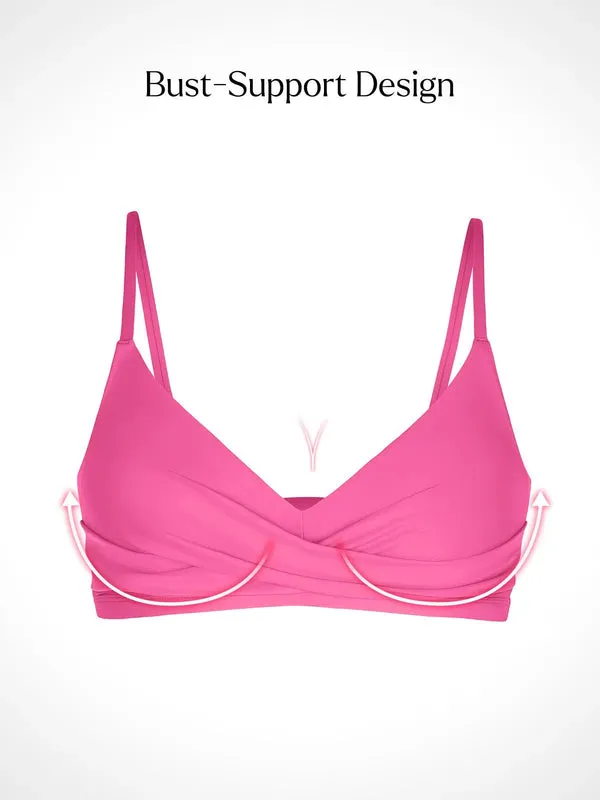 Shapewear Solid Ruched Sculpting Bikini Top and Bottom Set