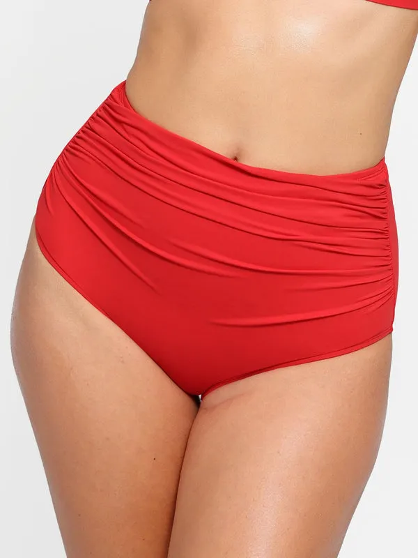 Shapewear Solid Ruched Sculpting Bikini Top and Bottom Set