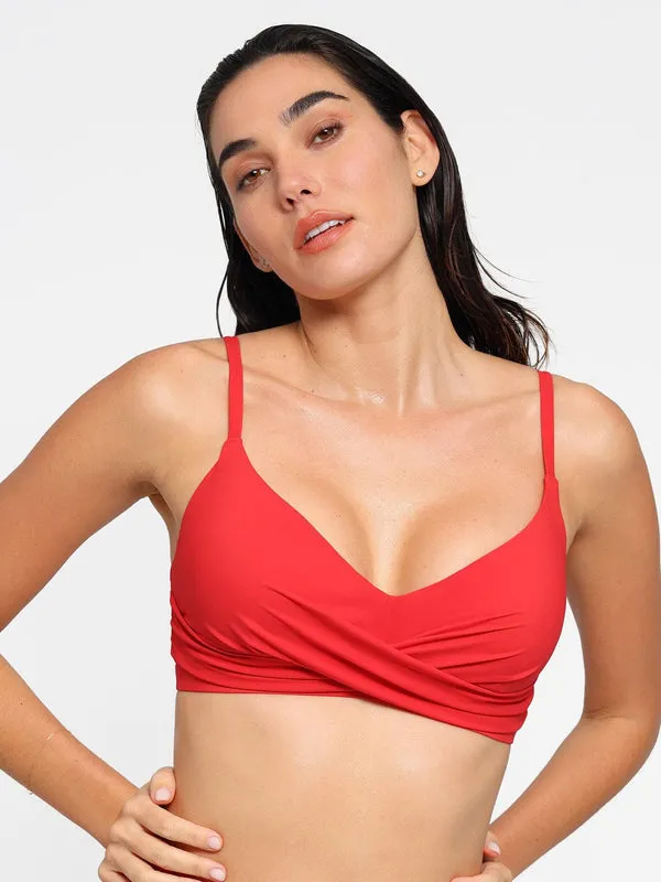 Shapewear Solid Ruched Sculpting Bikini Top and Bottom Set