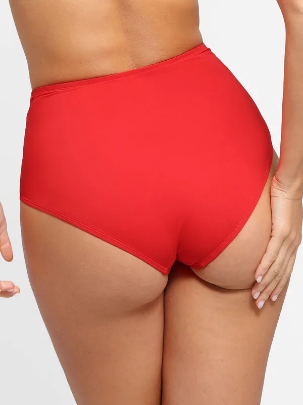 Shapewear Solid Ruched Sculpting Bikini Top and Bottom Set