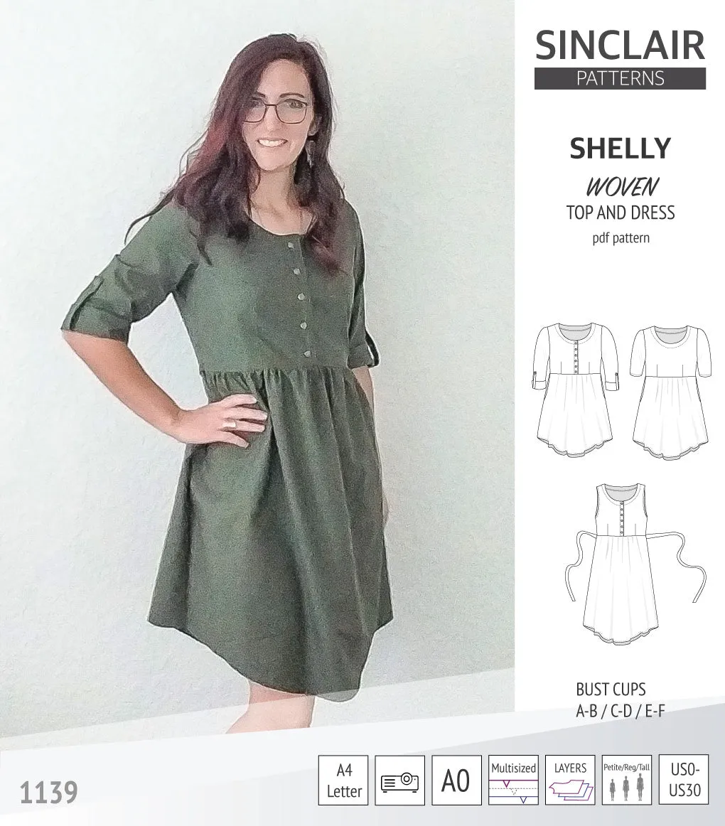 Shelly woven dress with a placket PDF)