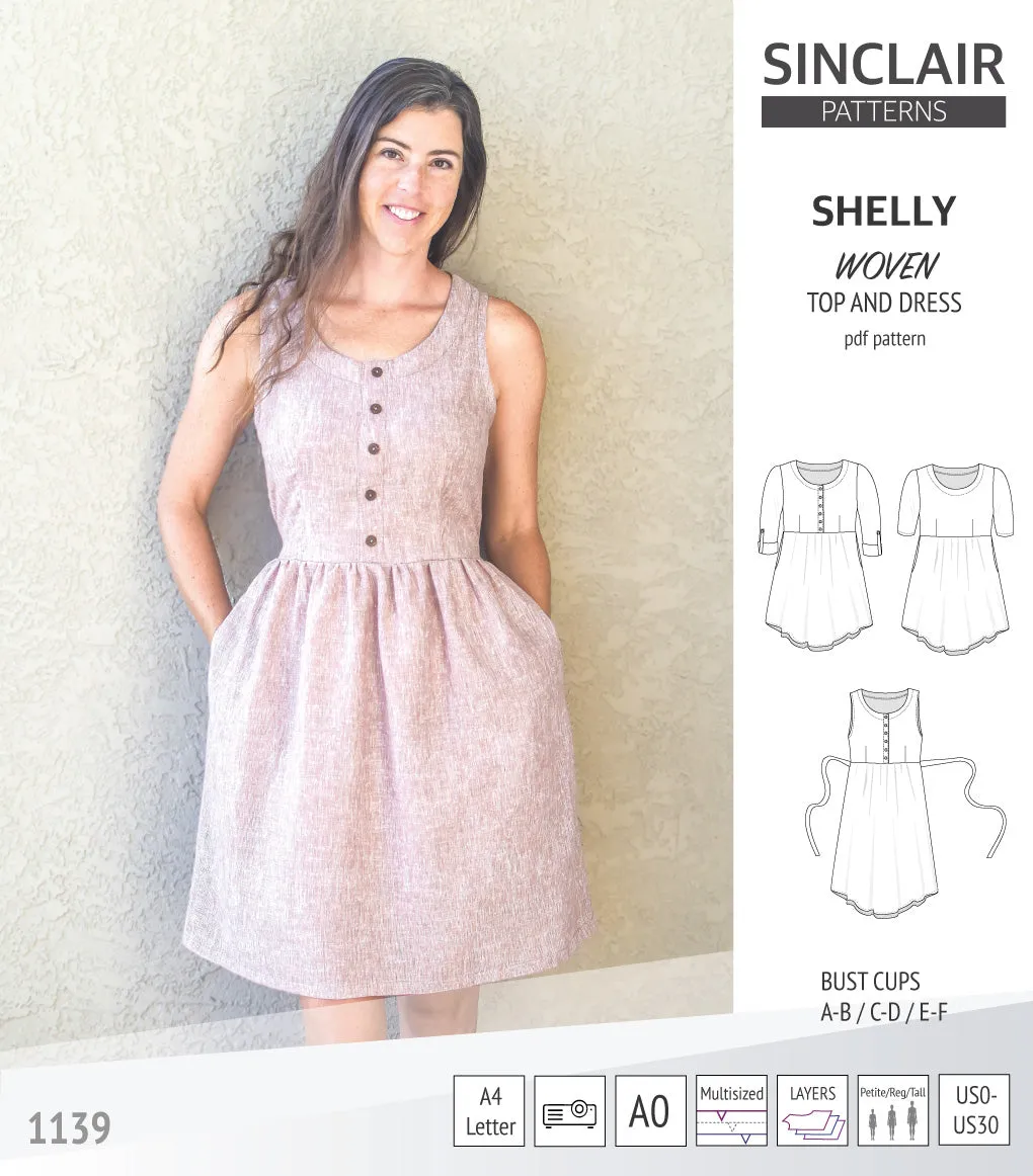 Shelly woven dress with a placket PDF)