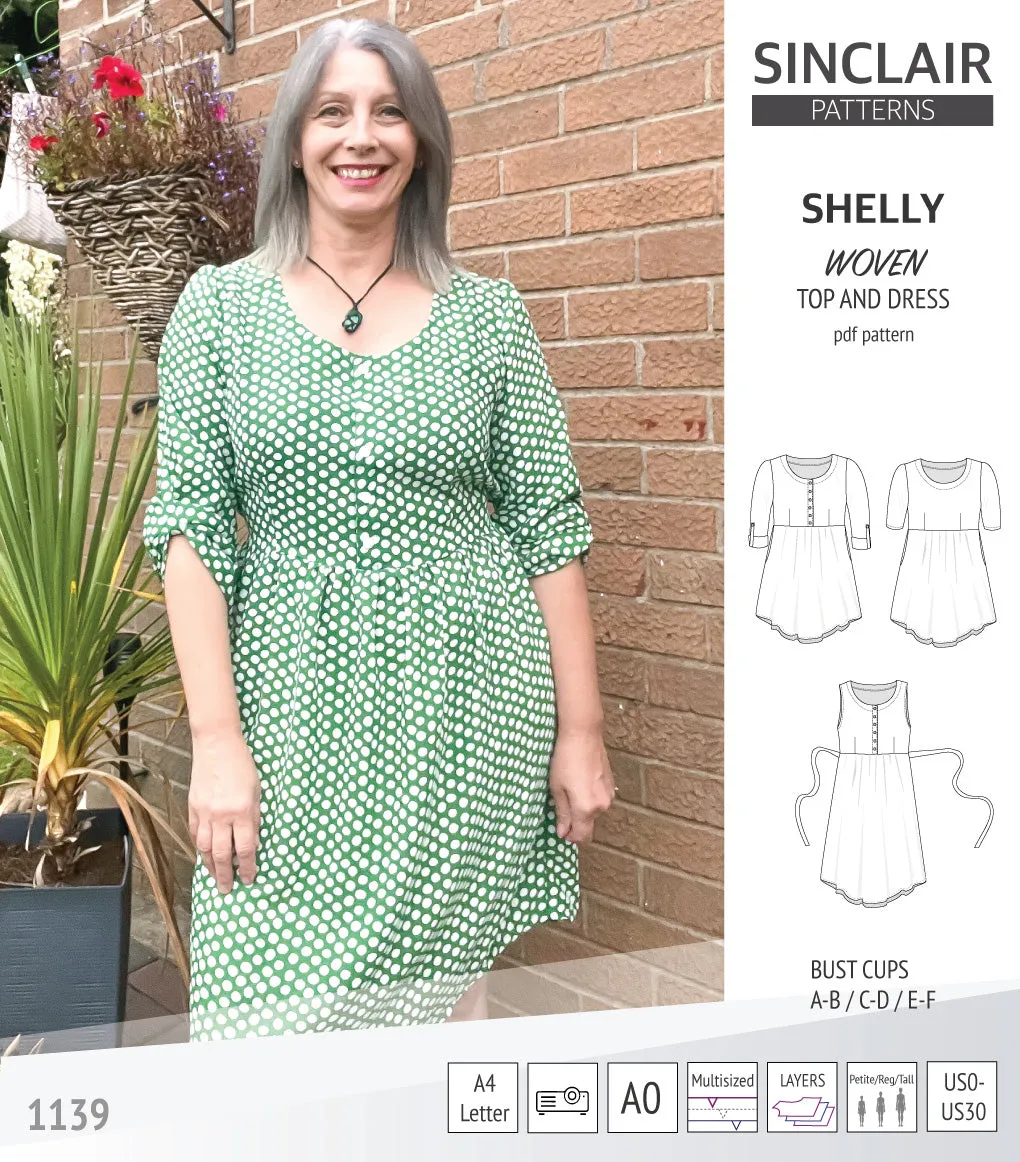 Shelly woven dress with a placket PDF)
