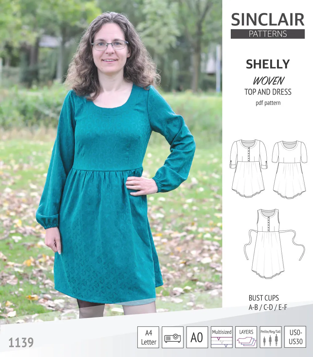 Shelly woven dress with a placket PDF)