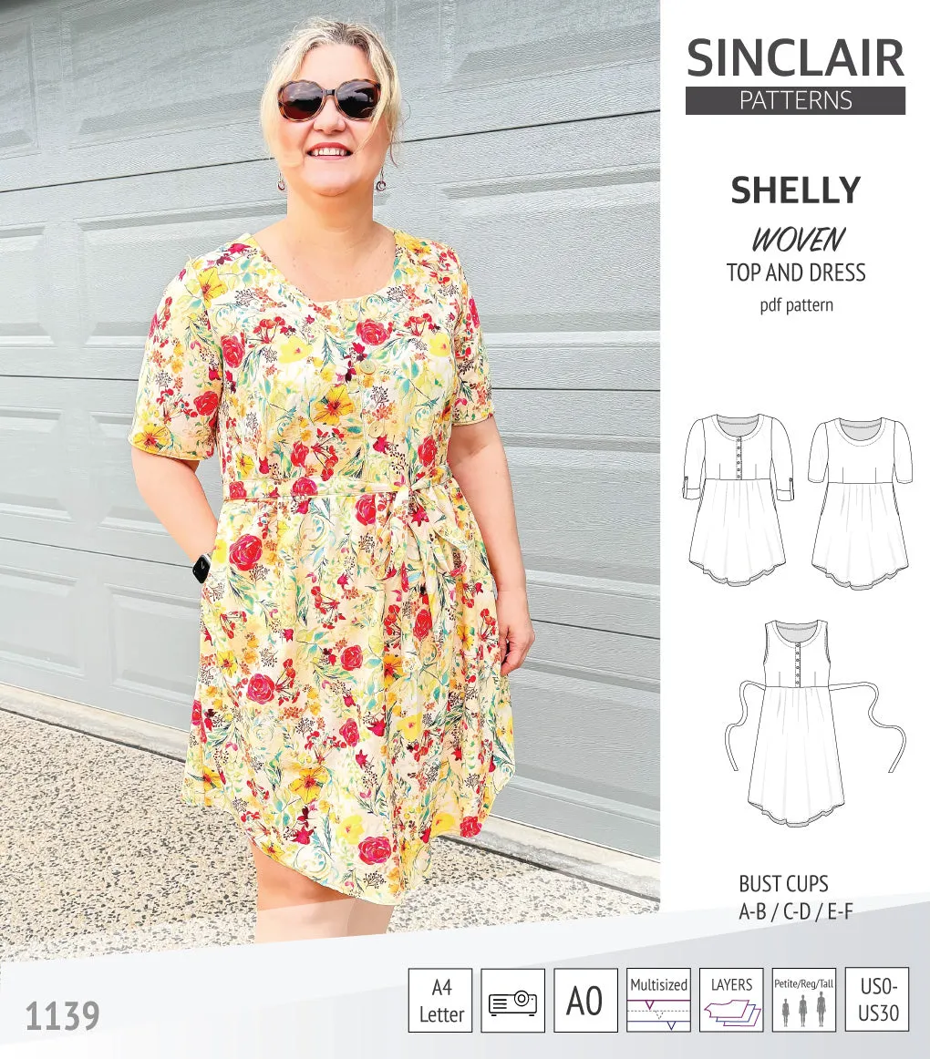 Shelly woven dress with a placket PDF)