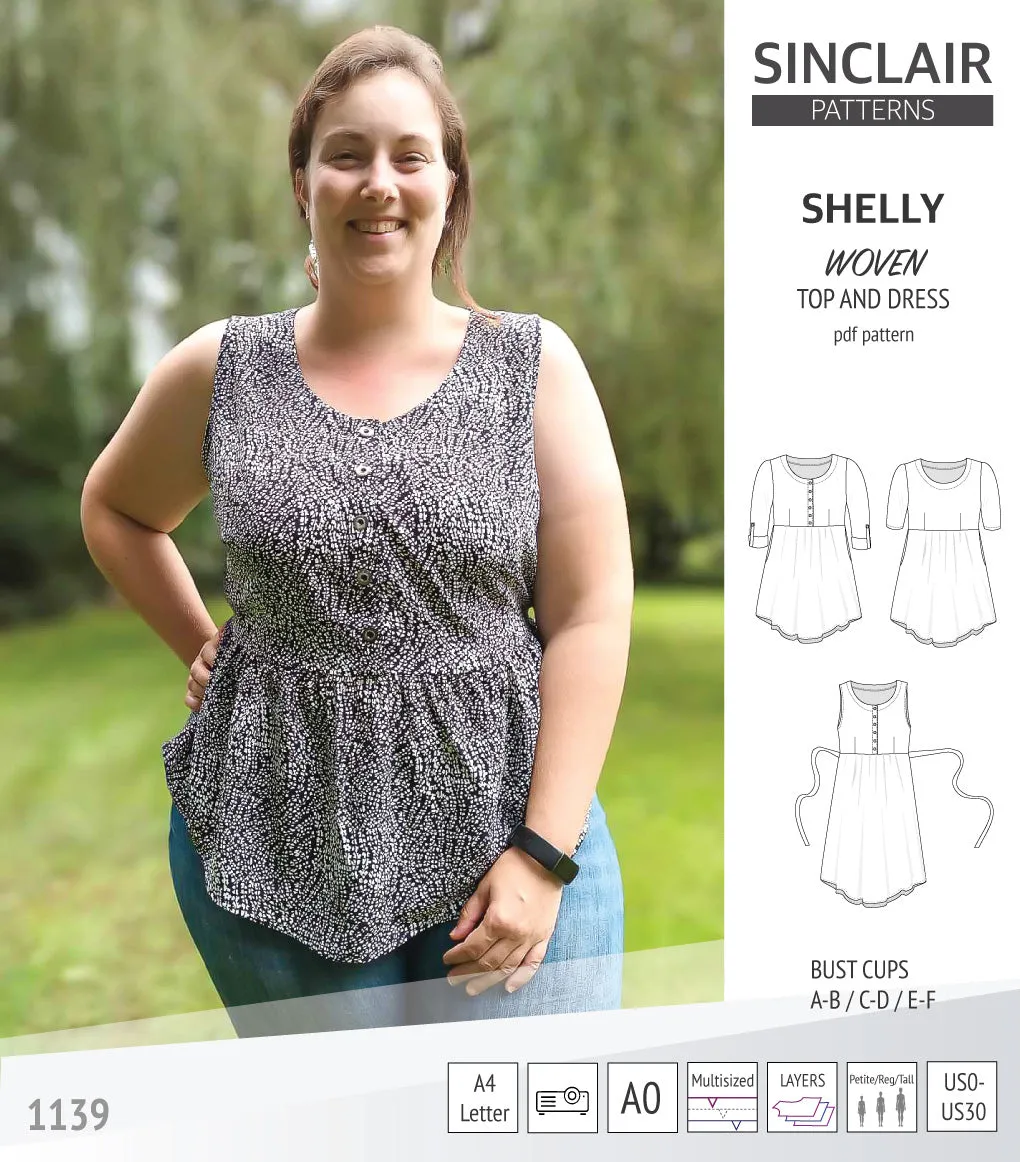 Shelly woven dress with a placket PDF)