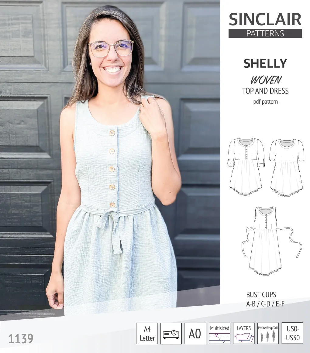Shelly woven dress with a placket PDF)