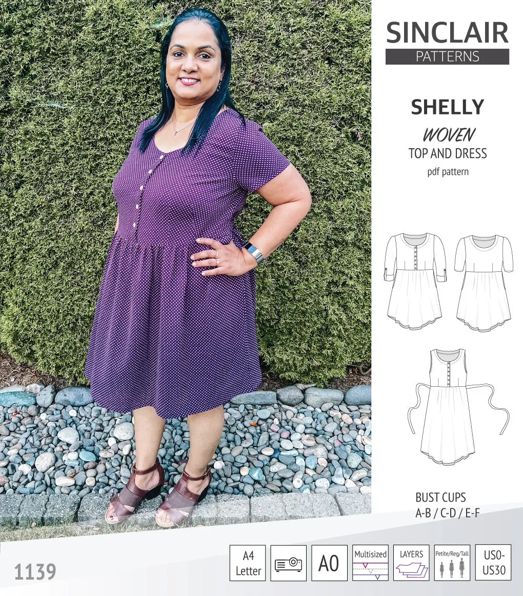 Shelly woven dress with a placket PDF)