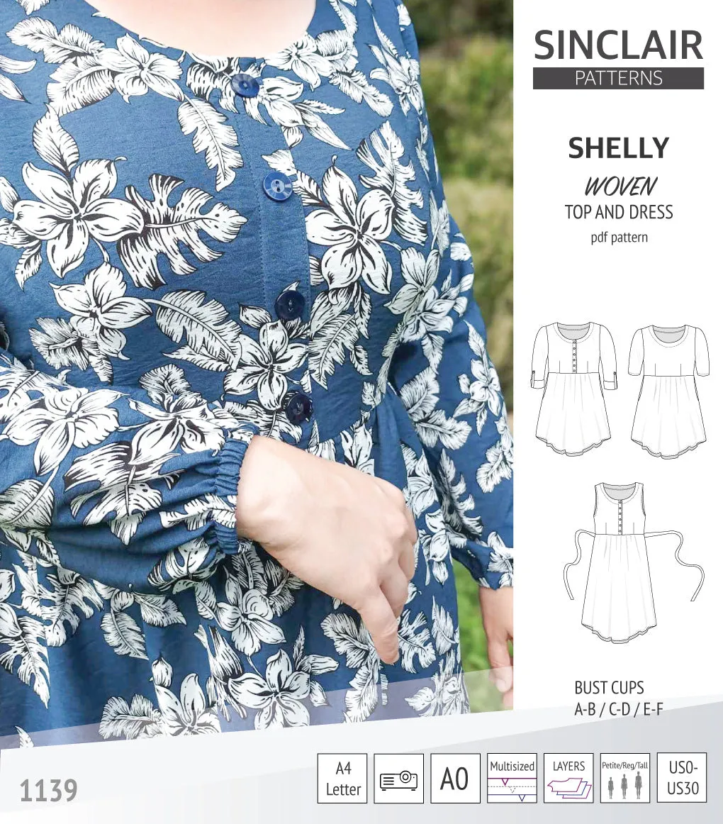 Shelly woven dress with a placket PDF)