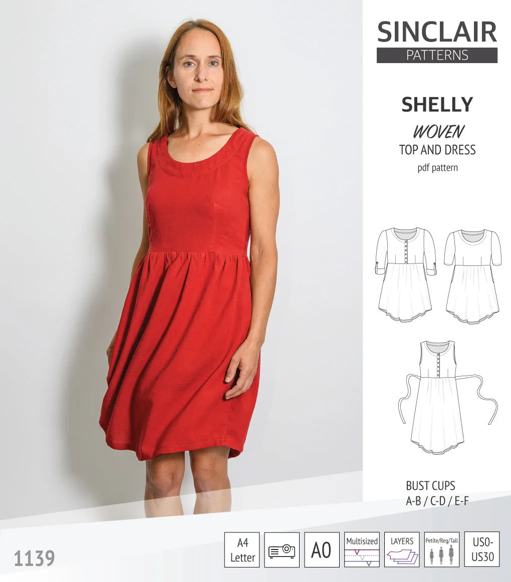 Shelly woven dress with a placket PDF)