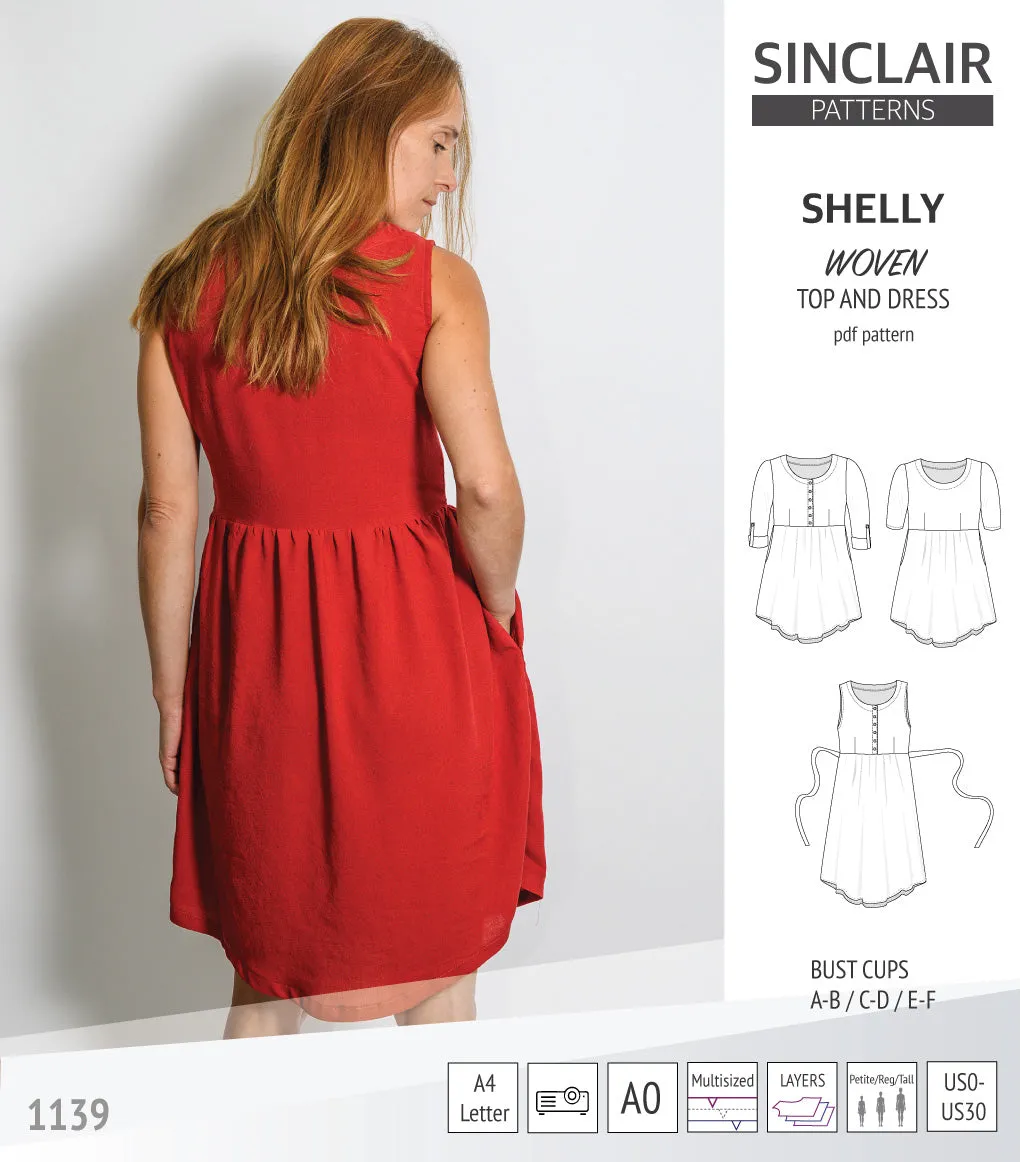 Shelly woven dress with a placket PDF)