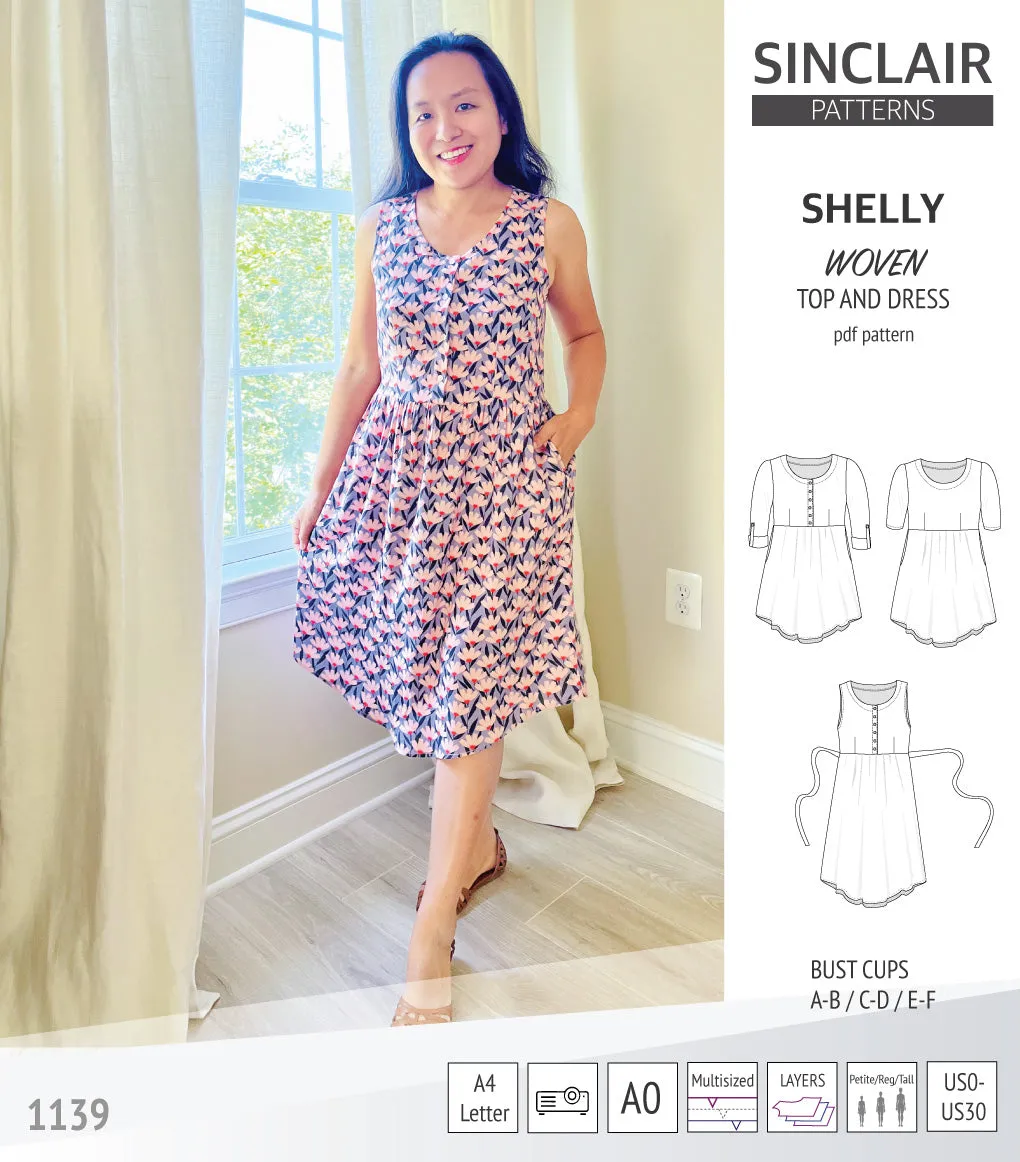 Shelly woven dress with a placket PDF)