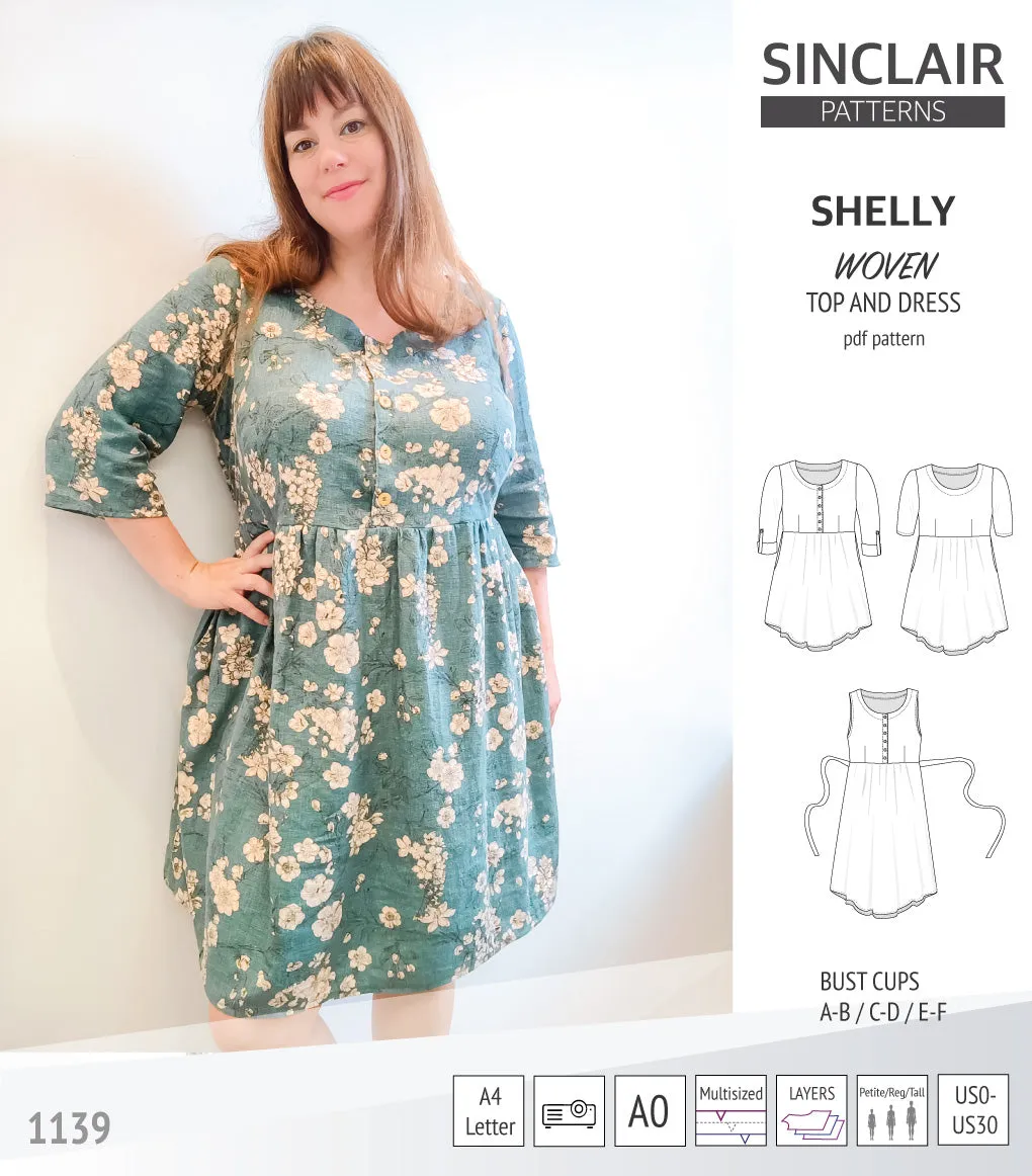 Shelly woven dress with a placket PDF)