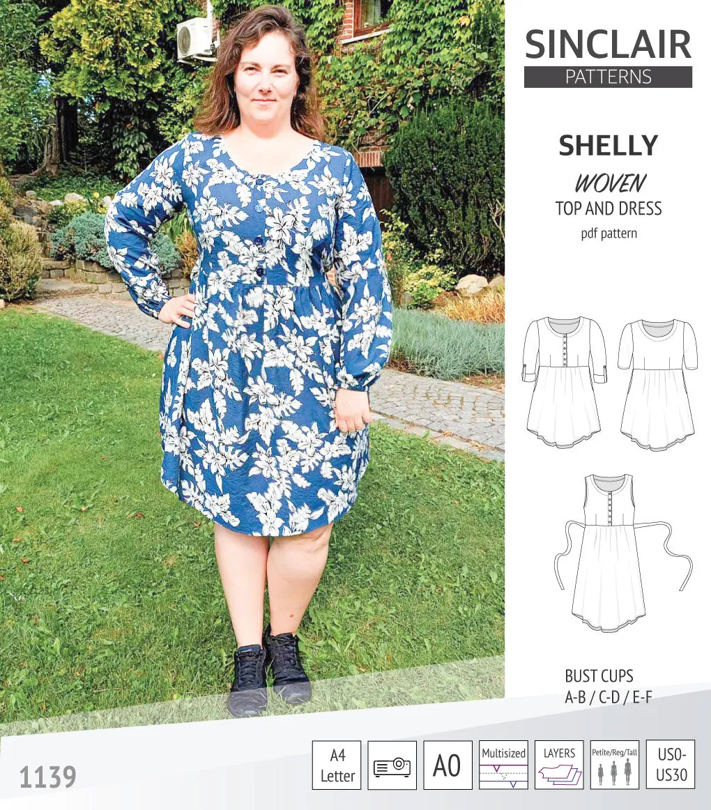 Shelly woven dress with a placket PDF)
