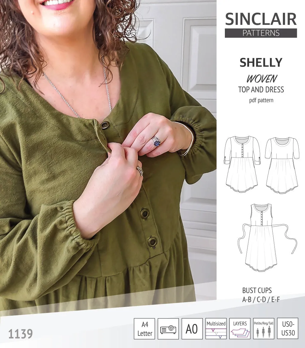 Shelly woven dress with a placket PDF)
