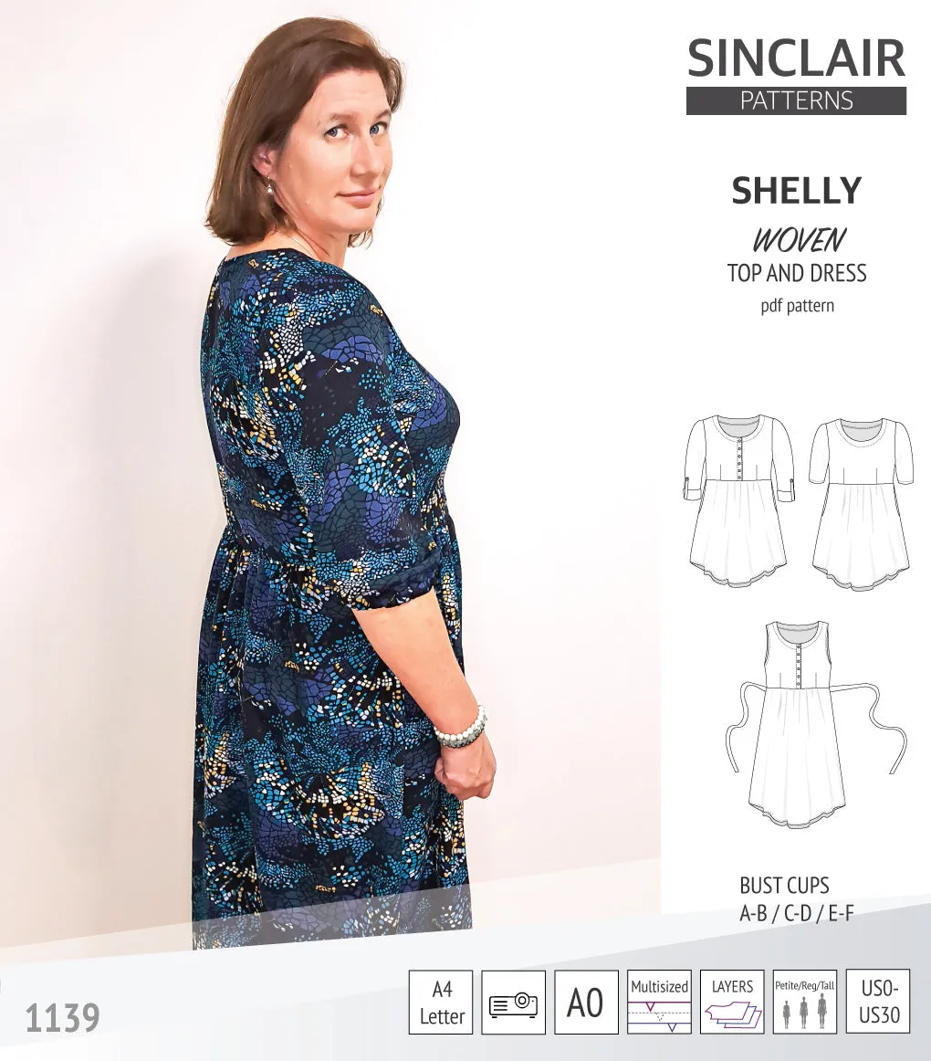 Shelly woven dress with a placket PDF)