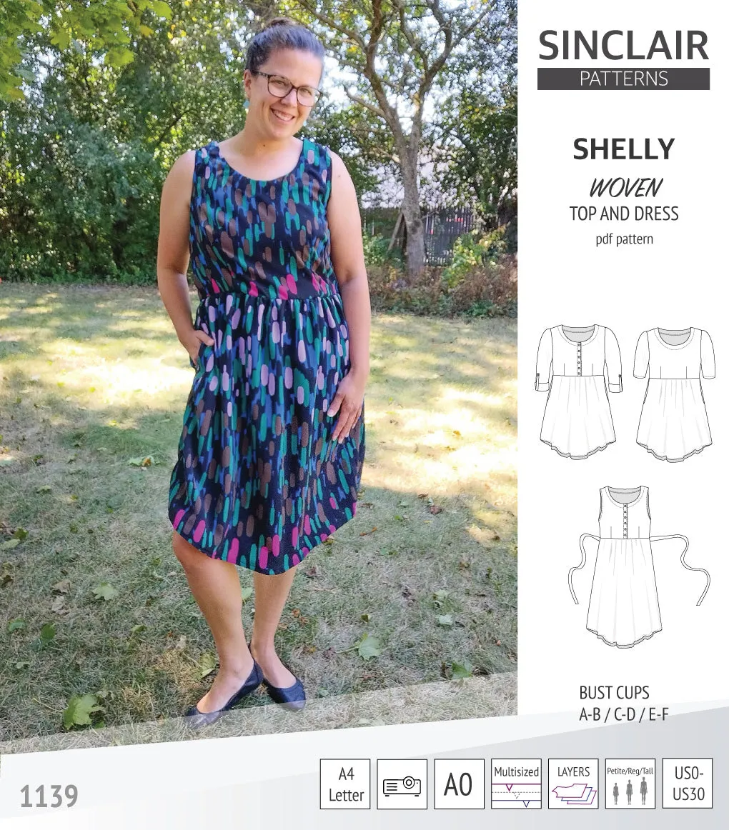 Shelly woven dress with a placket PDF)