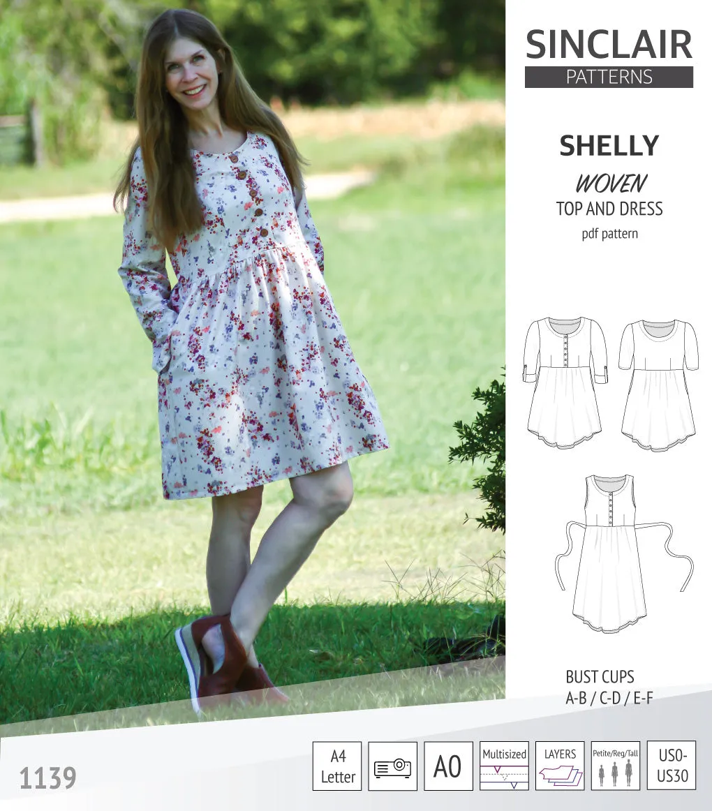Shelly woven dress with a placket PDF)