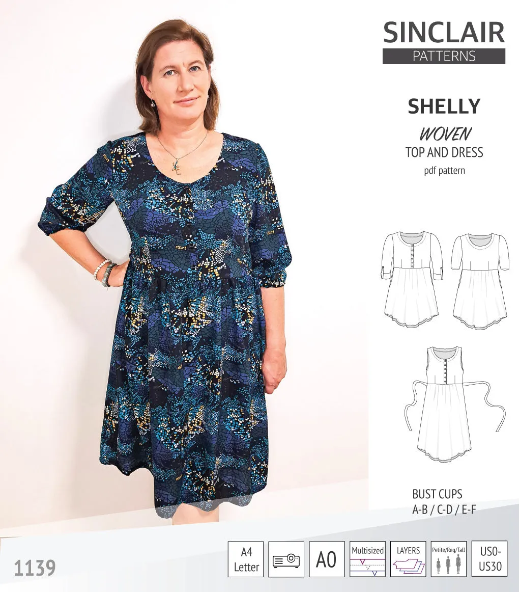 Shelly woven dress with a placket PDF)
