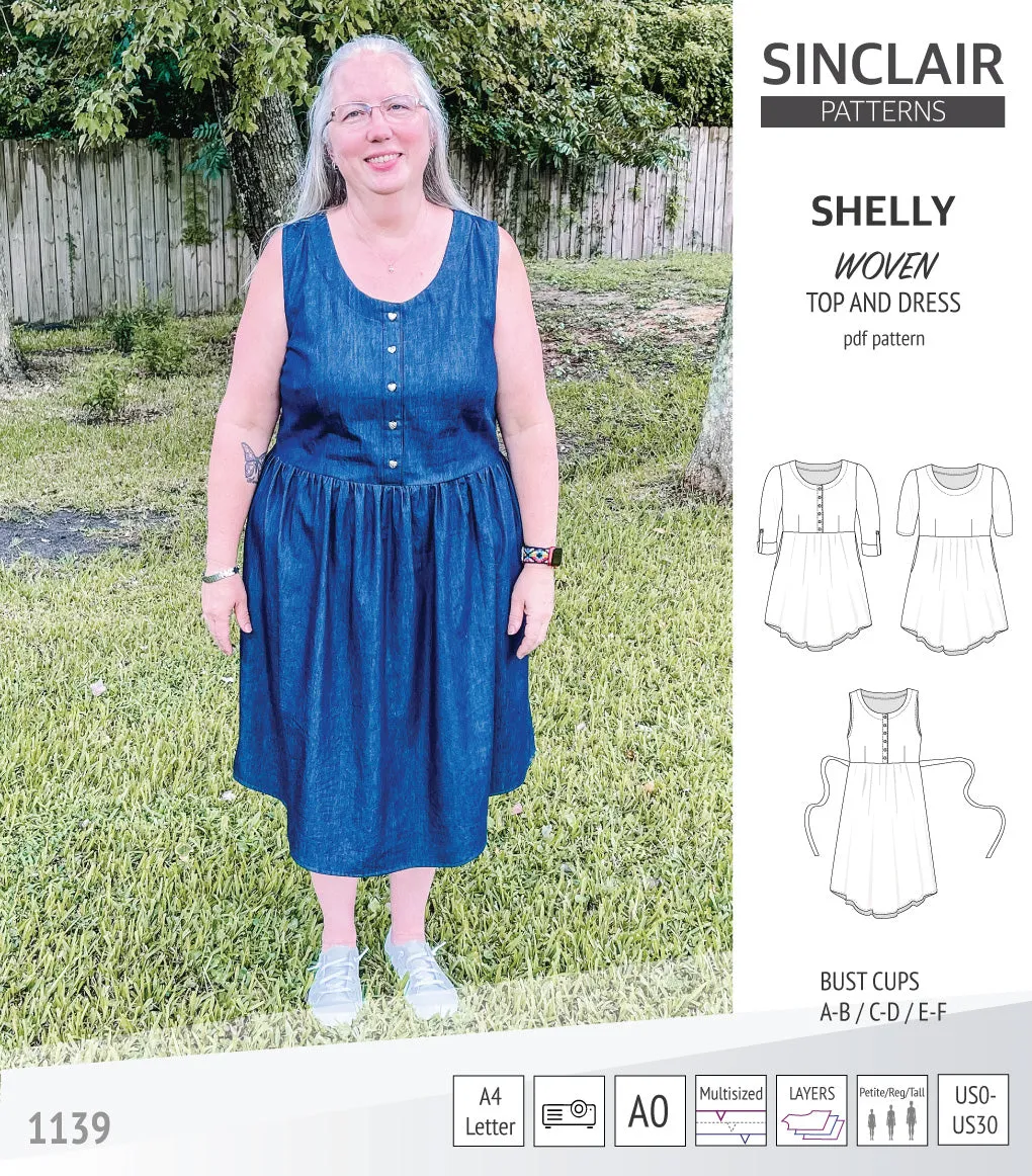 Shelly woven dress with a placket PDF)
