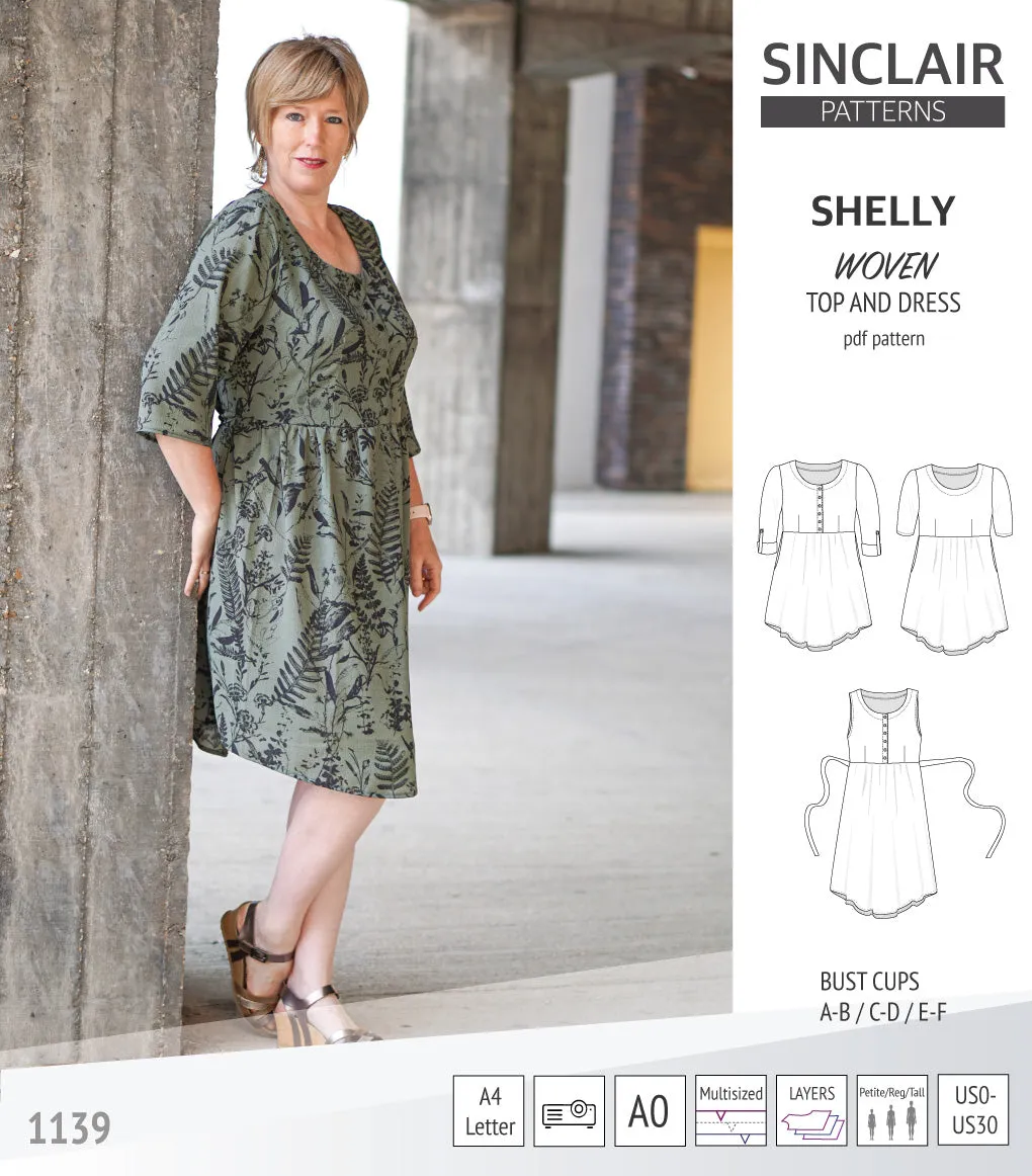 Shelly woven dress with a placket PDF)