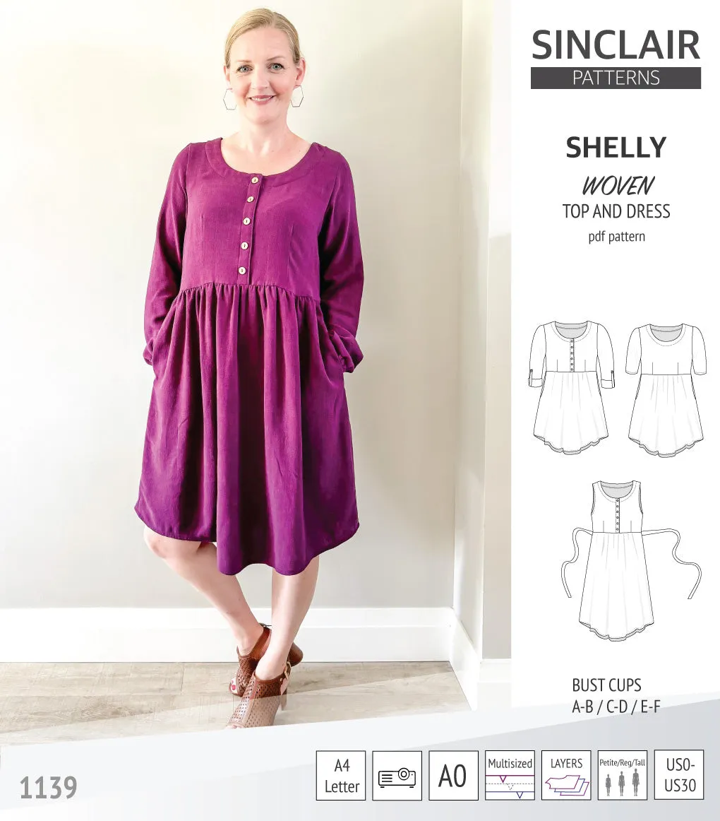 Shelly woven dress with a placket PDF)