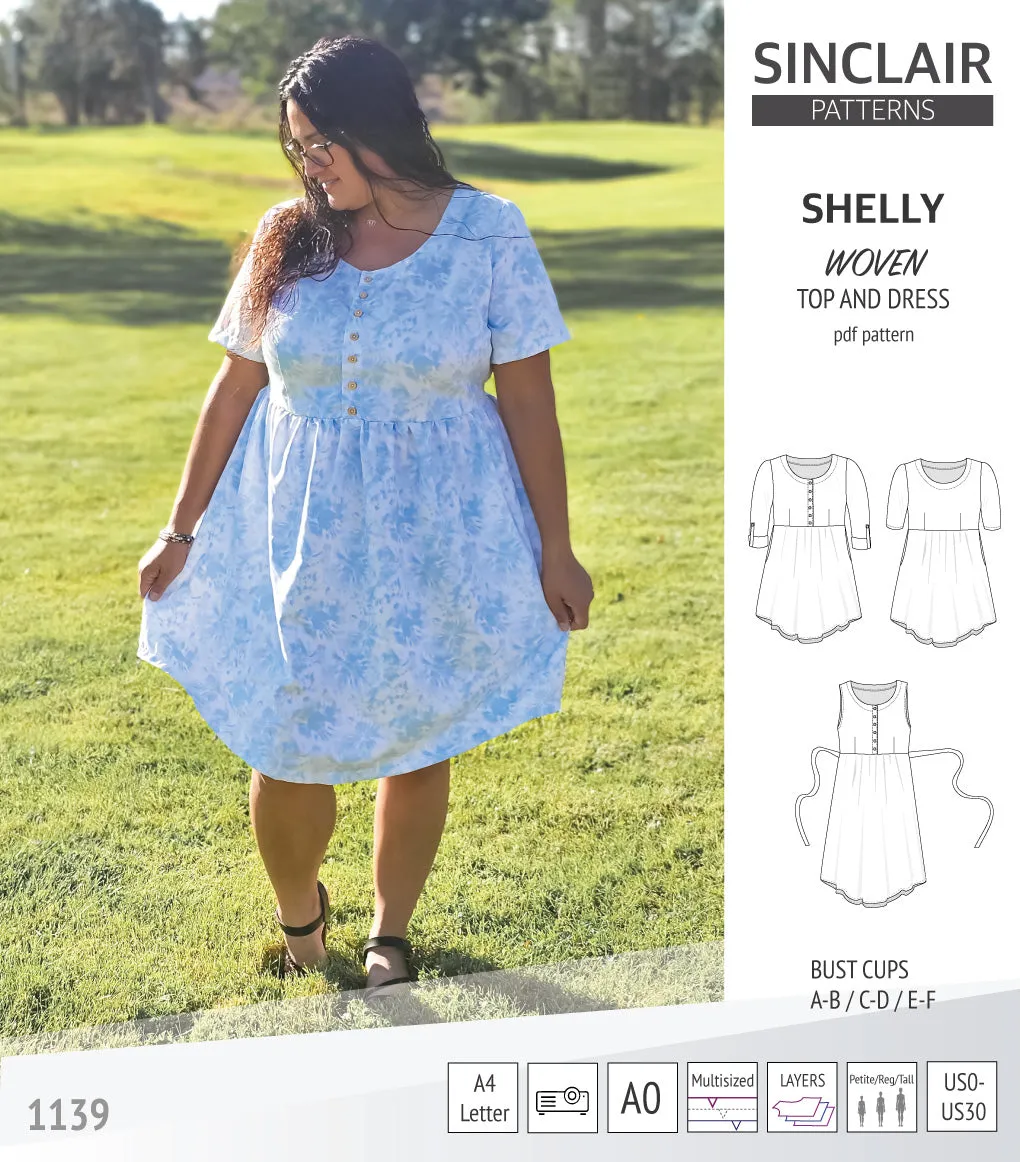 Shelly woven dress with a placket PDF)