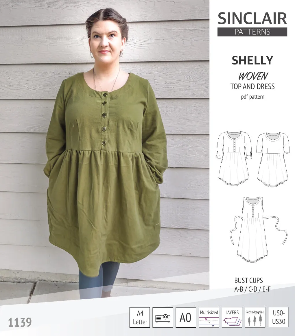 Shelly woven dress with a placket PDF)
