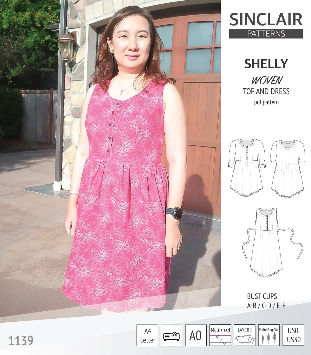 Shelly woven dress with a placket PDF)
