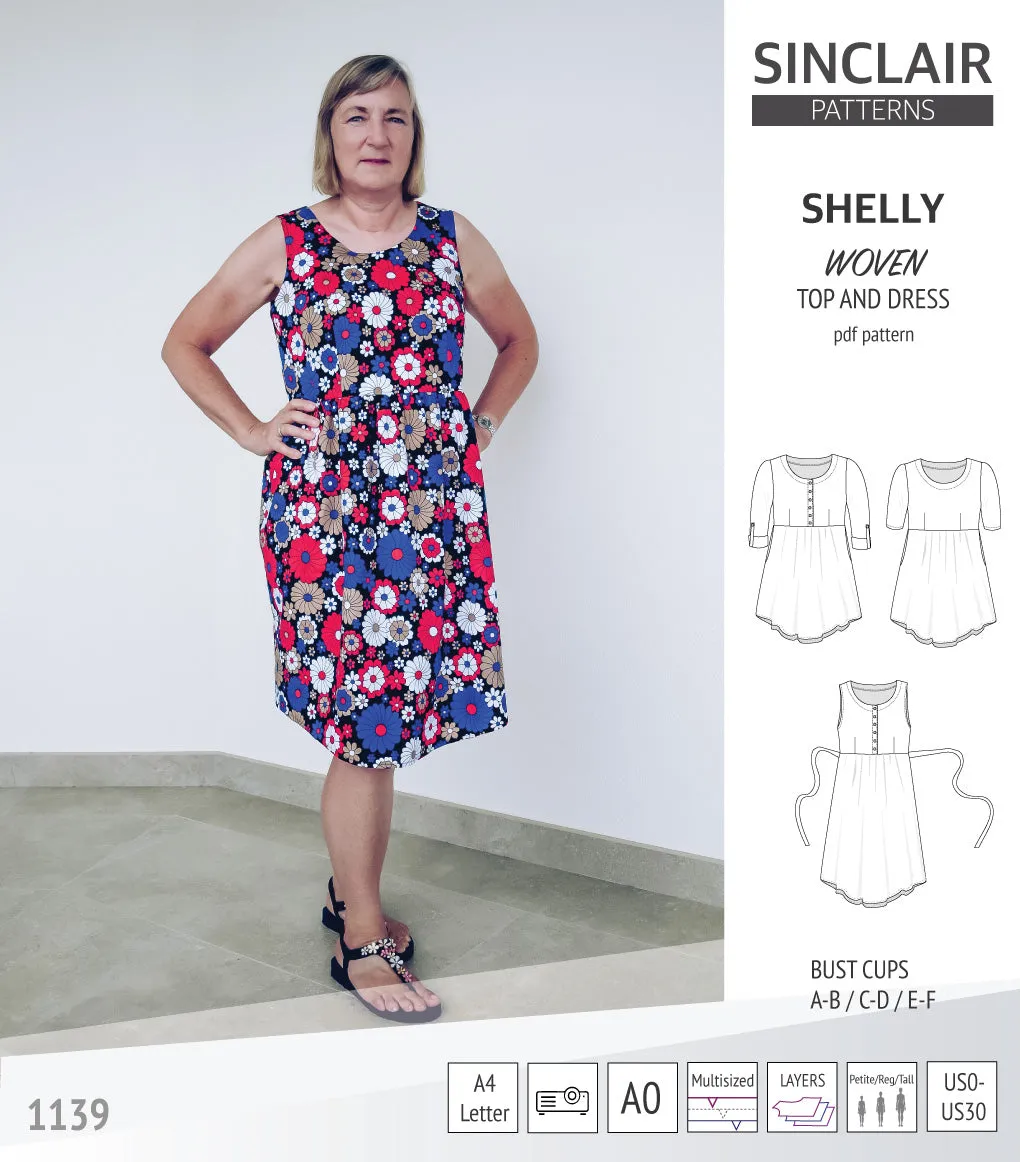 Shelly woven dress with a placket PDF)
