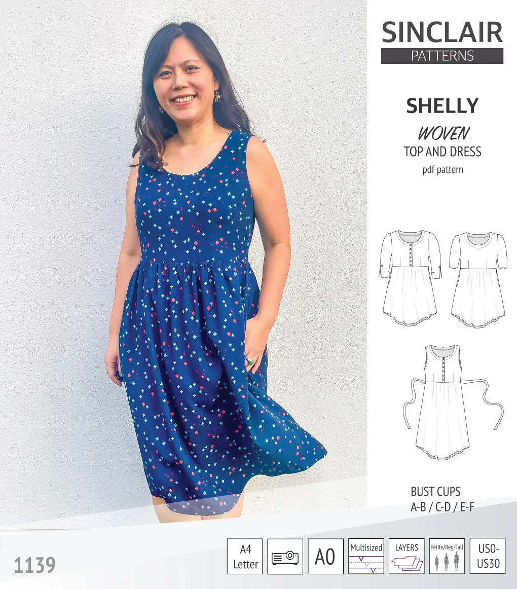 Shelly woven dress with a placket PDF)