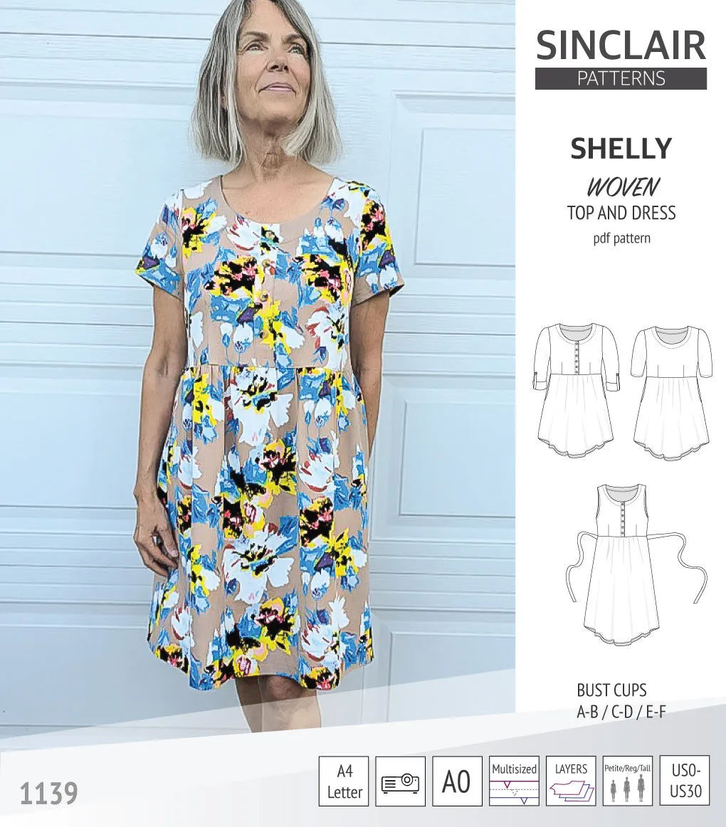 Shelly woven dress with a placket PDF)