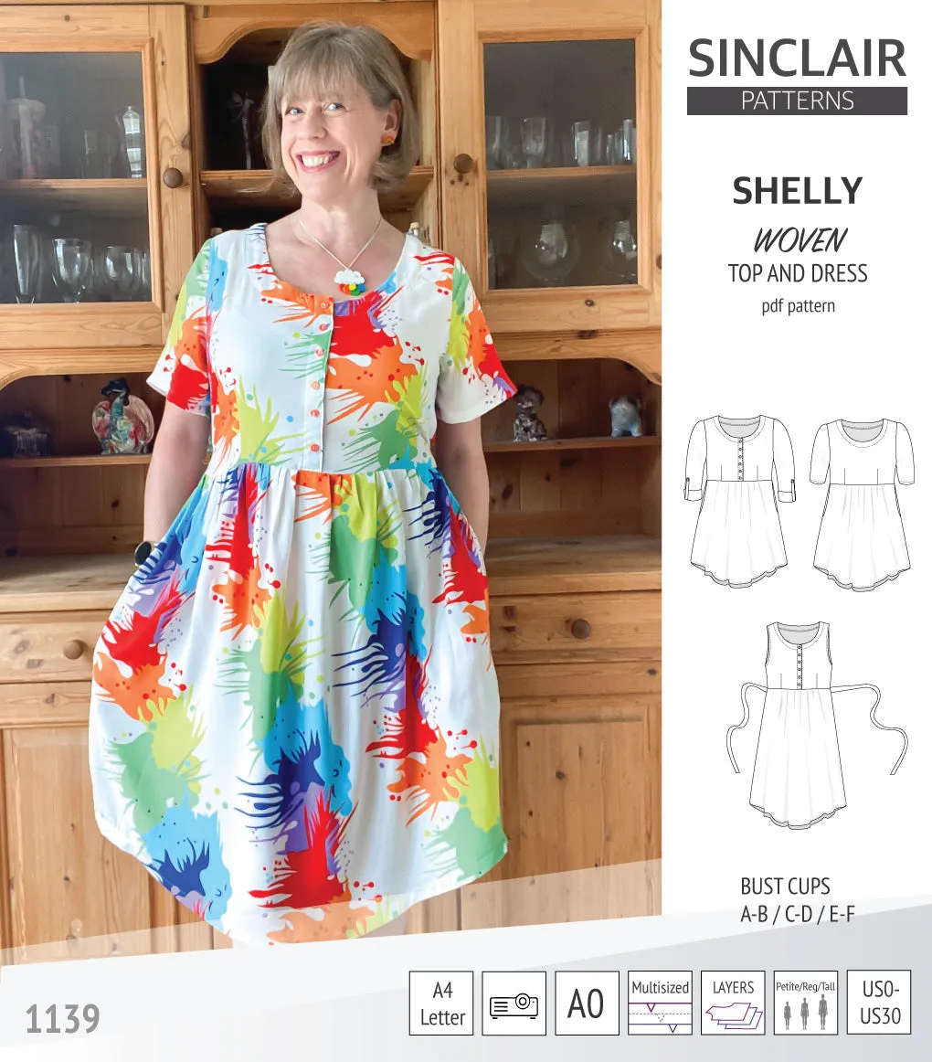 Shelly woven dress with a placket PDF)