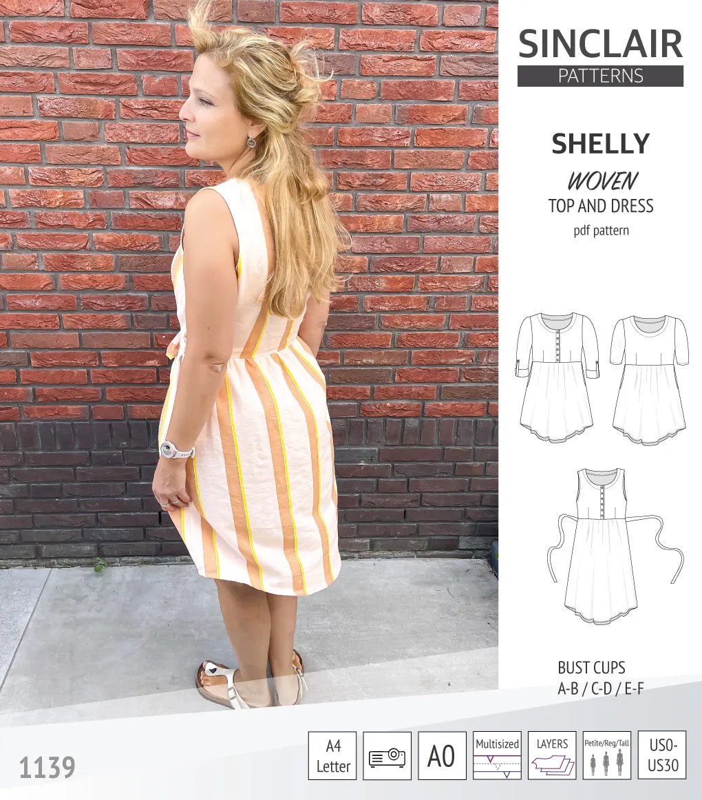 Shelly woven dress with a placket PDF)
