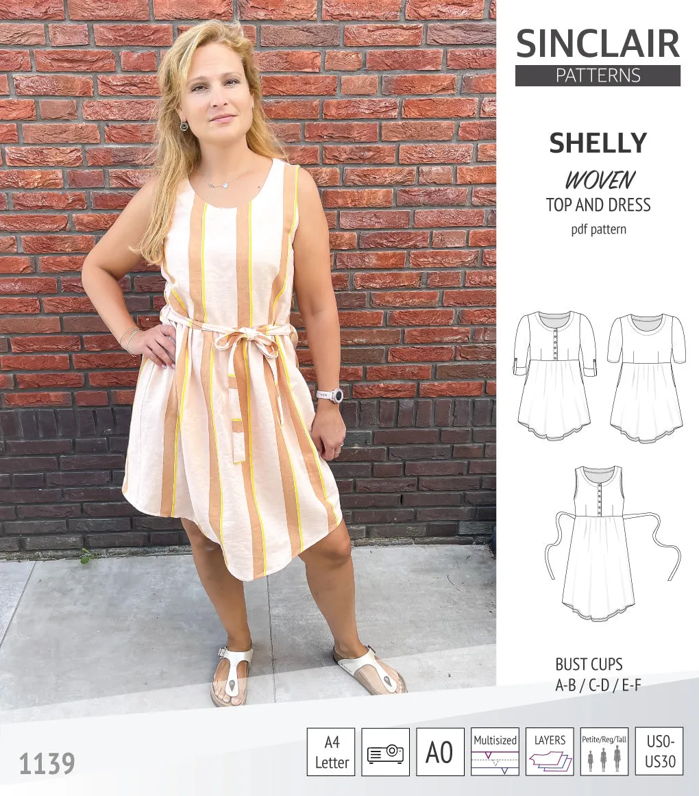 Shelly woven dress with a placket PDF)